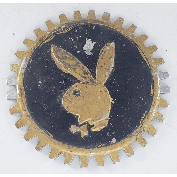 Playboy Bunny Black Gold Gear Metal Piece - Picture 2 of 3